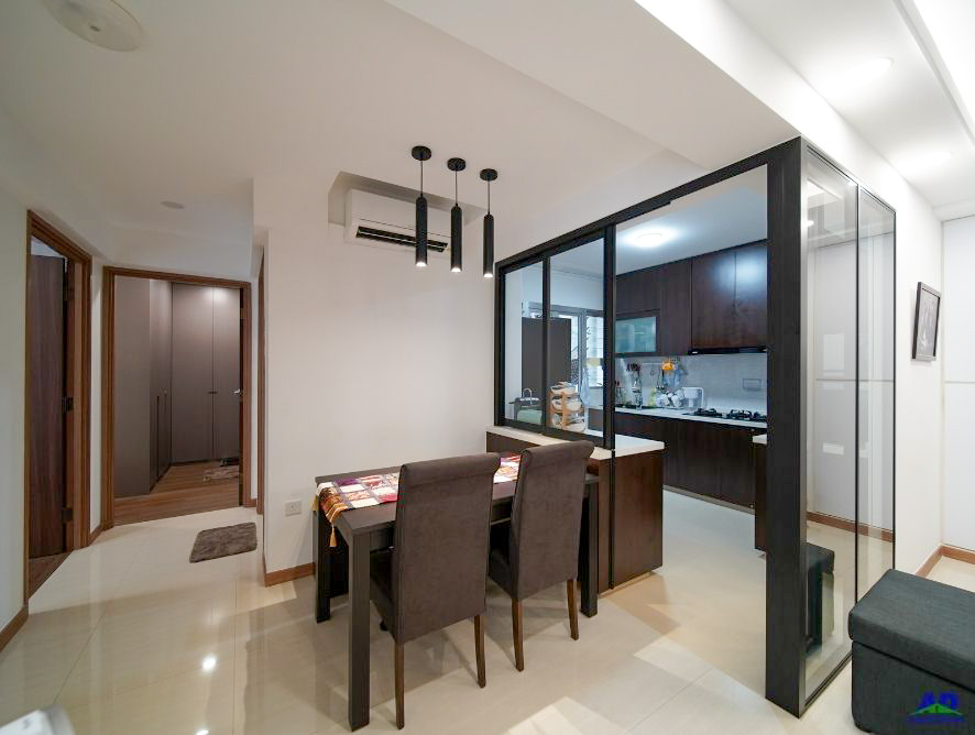 Semi-Open Kitchen with Glass Partition